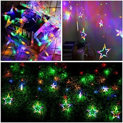 Luces De Cortina Star, 138 Led, 12 Estrellas, Luces Navideñ