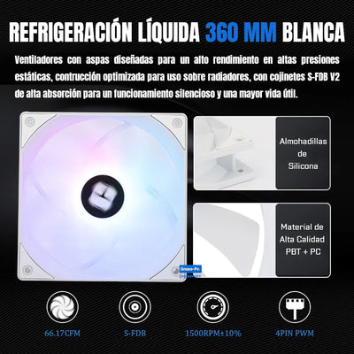 Enfriamiento Liquido Pc Cpu Ta 360 Argb Lga 1700 Am5 Blanco