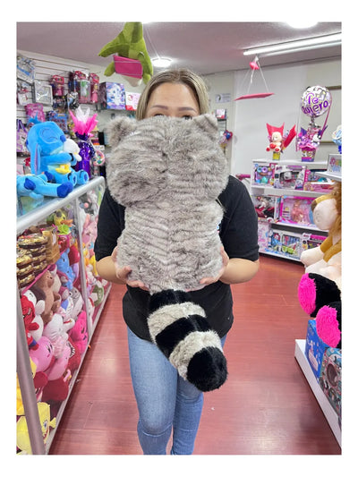 Mapache De Peluche Importado Tierno Y Suave 40cm Gris