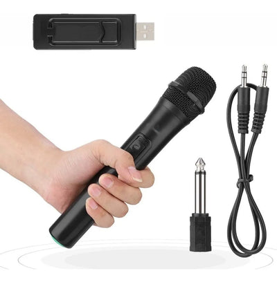 Microfono Inalambrico Profesional + Receptor Usb + Adaptador Color Negro