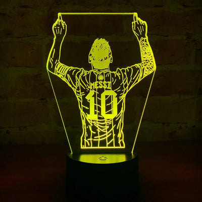 Lámpara Led Messi Fútbol Decoración Regalo Holograma - Negra