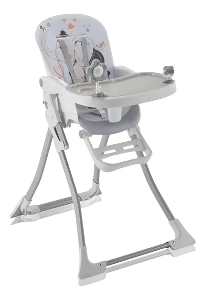 Silla Comedor Bebé Portátil 2 En 1 Con Juguetes Color Gris Elefante