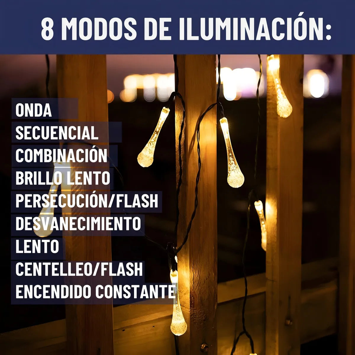 Guirnalda Solar Hada Gotas Maxwell 7m 30 Luces Led Navidad