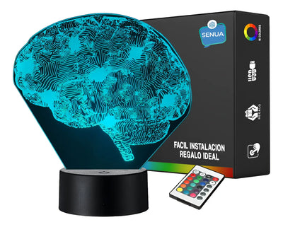 Lámpara De Noche Led Cerebro Holograma Regalo Decoración Negra