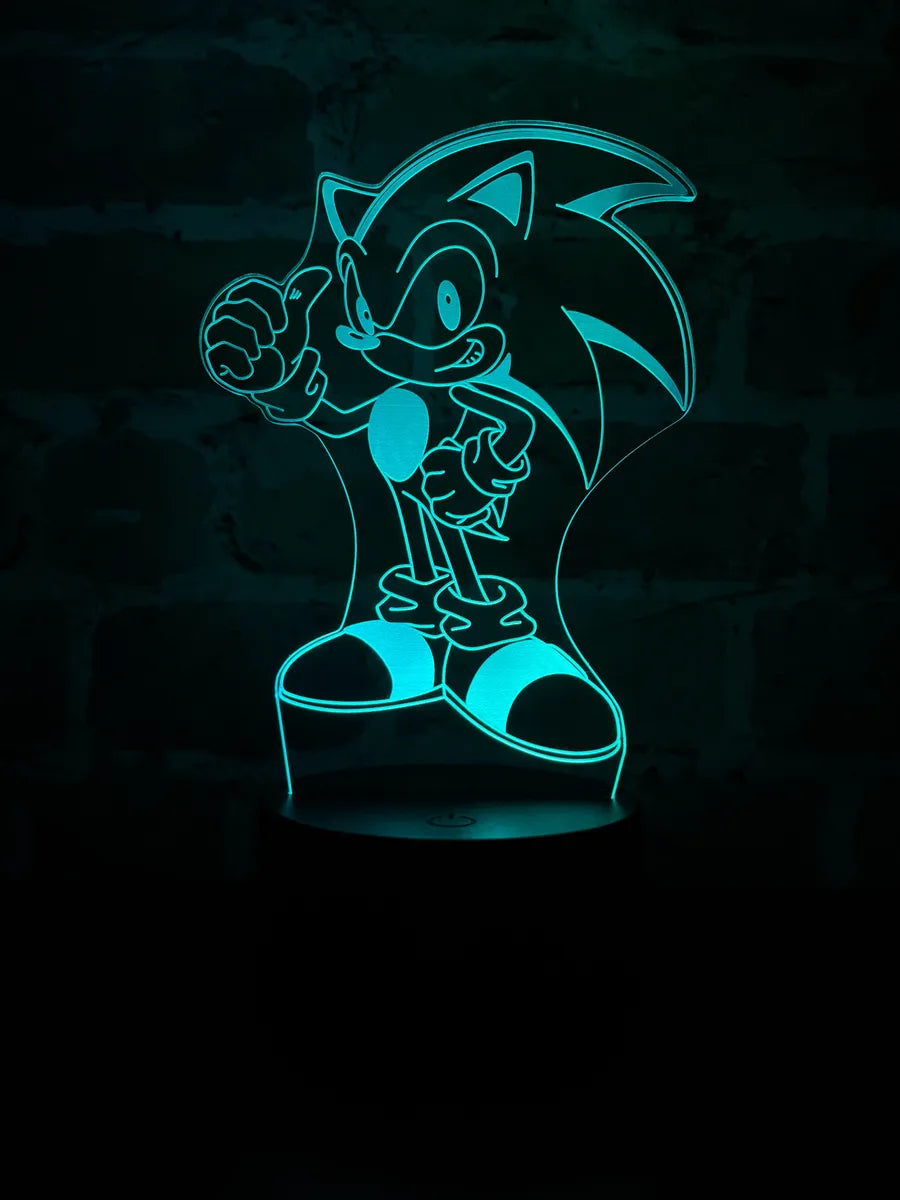 Lámpara De Noche Led Sonic Holograma Decoración Regalo Negro