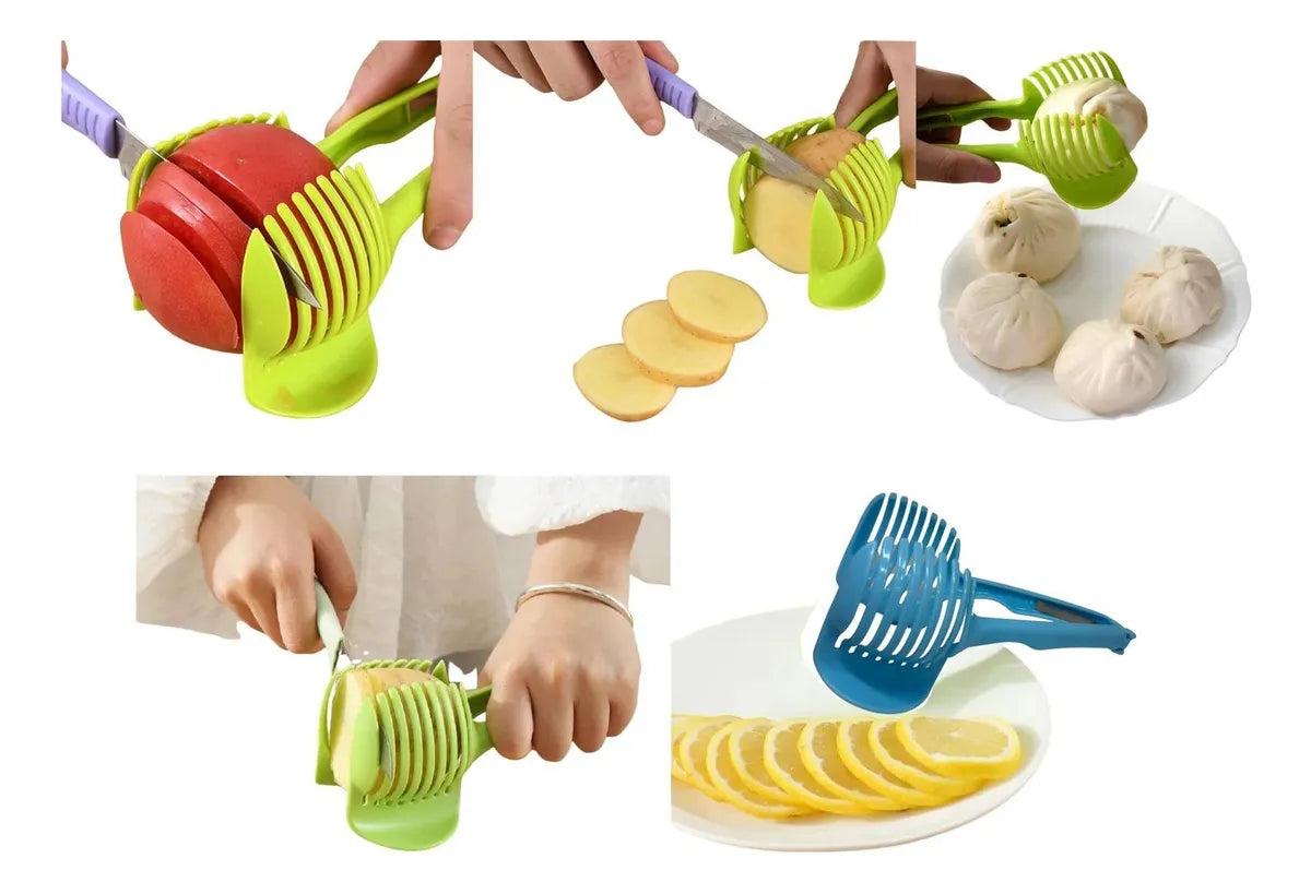 Cortadora De 2 Piezas De Frutas Verduras Azul Y Rosado Papas Multicolor
