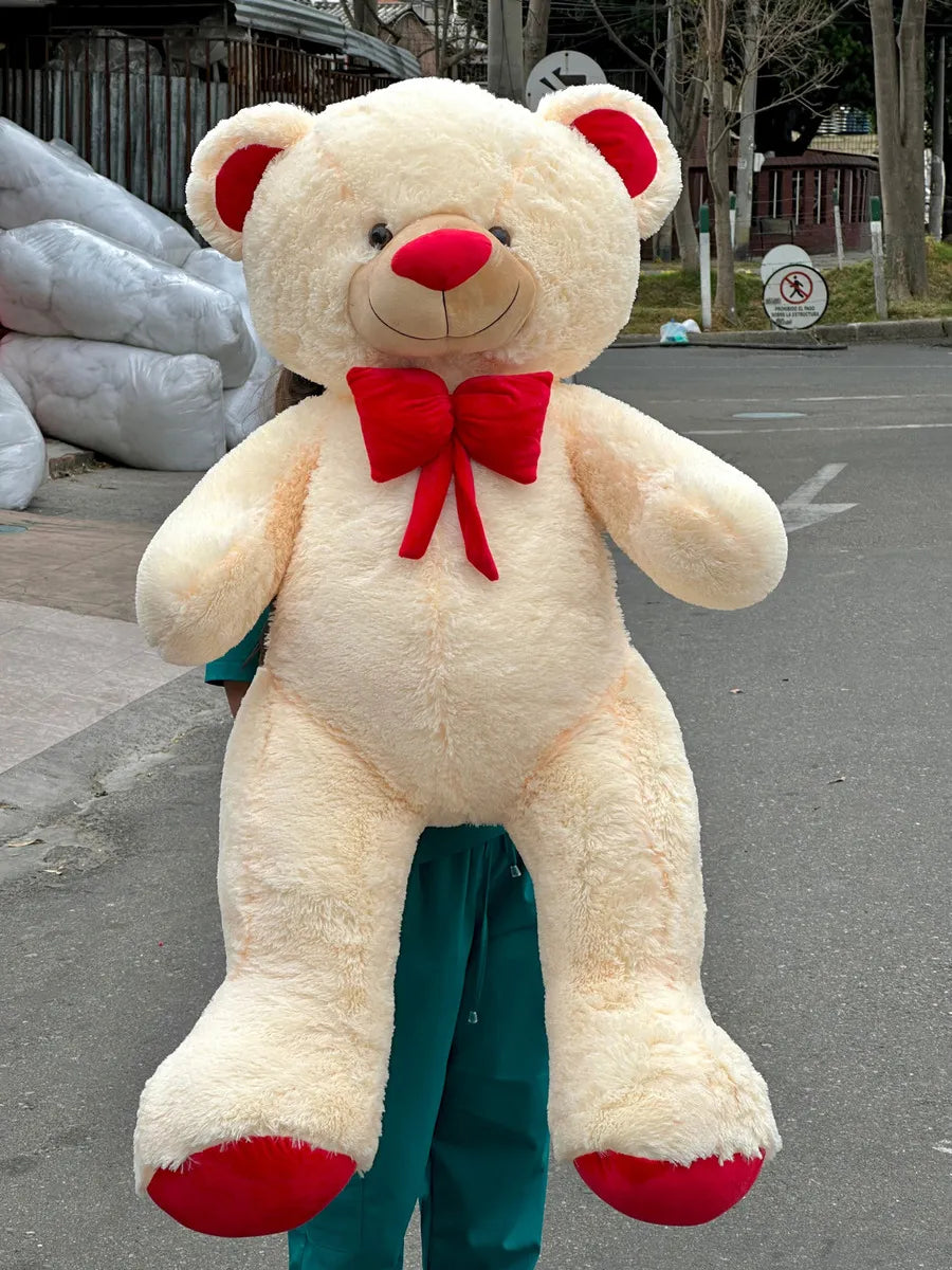 Oso de peluche gigante 1,60 Josefino Color blanco y Corbatín Rojo