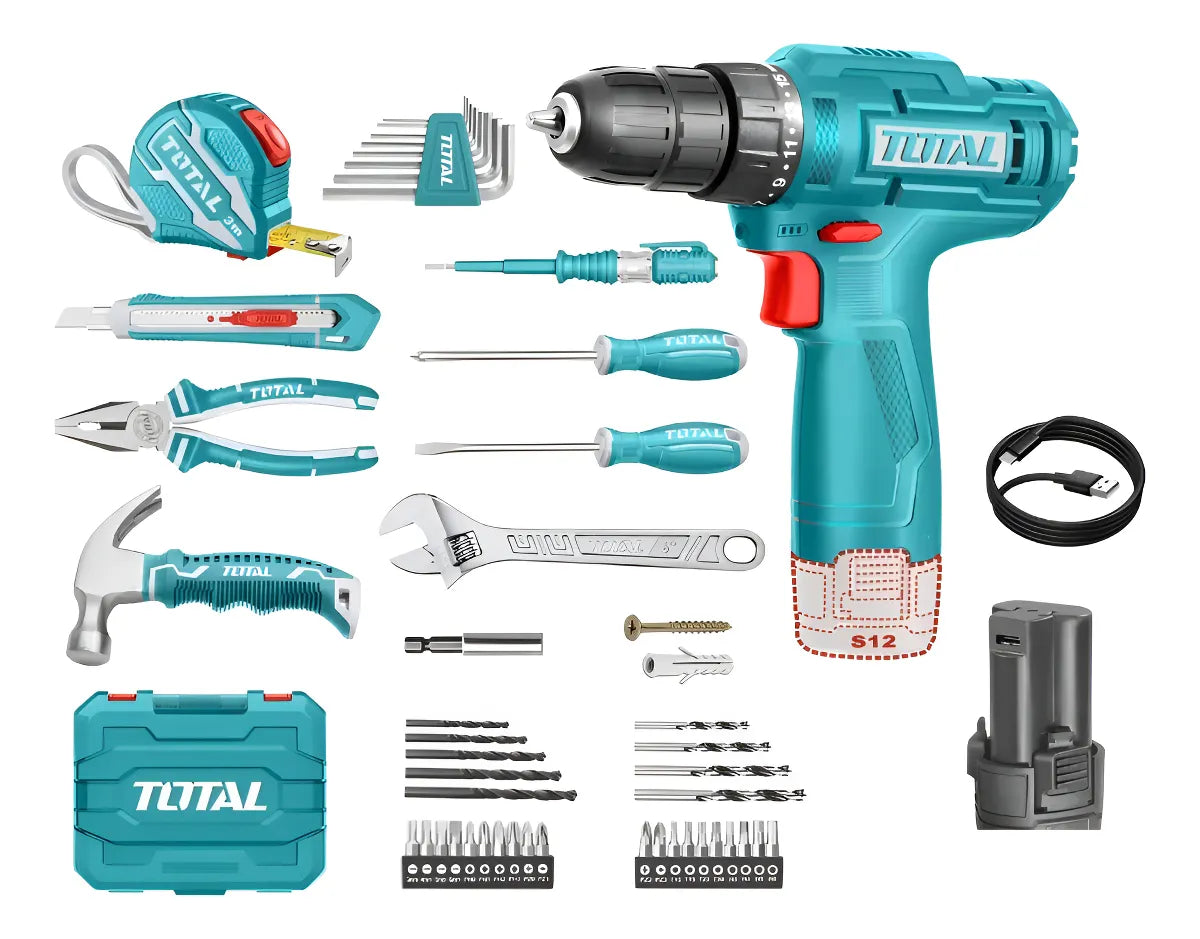 Atornillador + Kit Herramientas 89pz Total Thkthp10892 Color Turquesa Frecuencia 50 60hz