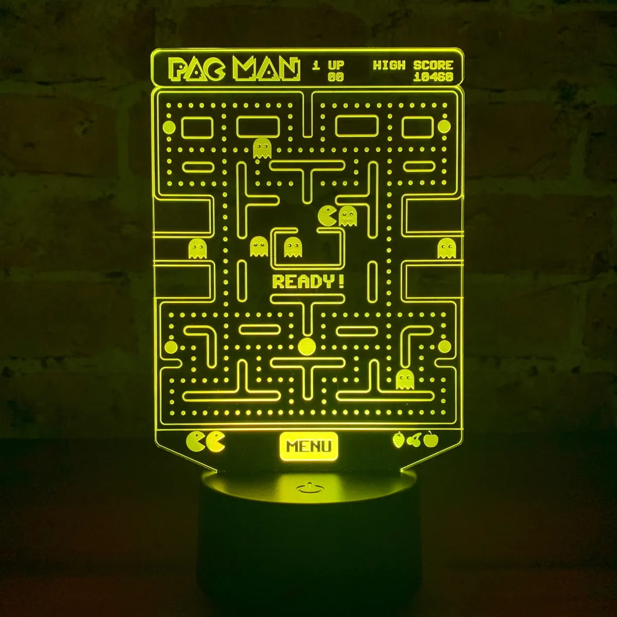 Lámpara De Noche Led Pac Man Decoración Regalo Holograma Negra