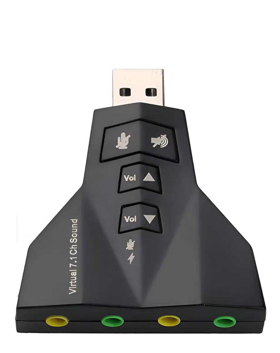 Tarjeta de sonido Adaptador de audio USB 7.1 C/ P2 de escritorio para portátil, color negro
