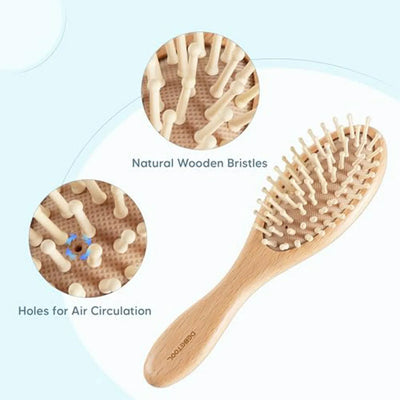 Set De Cepillo Y Peine De Madera Para Bebés - Suave Y Efecti