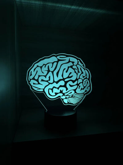 Lámpara De Noche Led Cerebro Decoración Regalo Holograma Negra