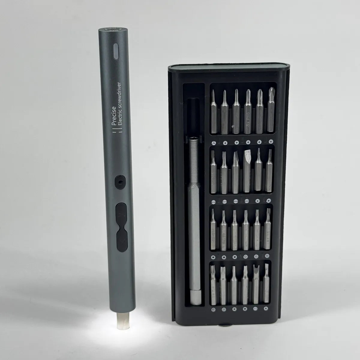 Destornillador Eléctrico Recargable Para Celular Cámara Pc Gris Oscuro