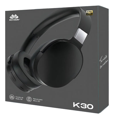 Audífonos Bluetooth Movisun K30 Balaca/diadema 22 Horas Color Negro