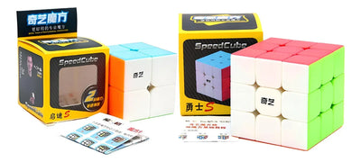 Pack X2 Rubik 2x2-3x3 Qiyi Stickerless Speed Cube