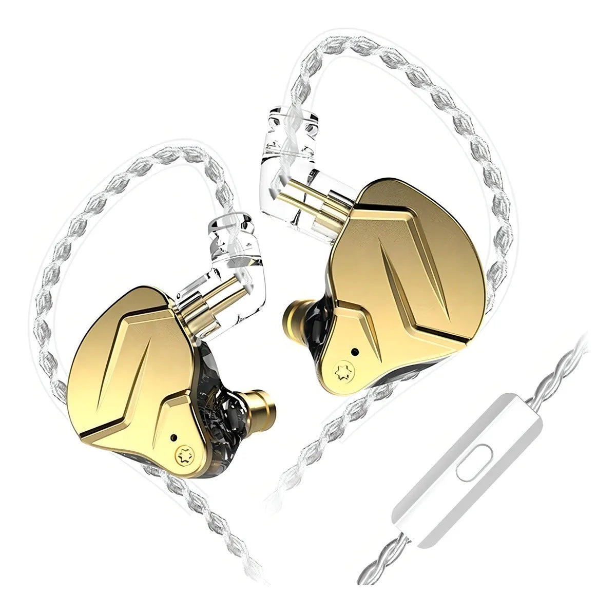 Audífonos In-ear Kz Zsn Prox Híbrido Hifi Monitoreo Color Dorado Con Mic