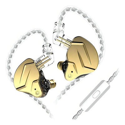 Audífonos In-ear Kz Zsn Prox Híbrido Hifi Monitoreo Color Dorado Con Mic