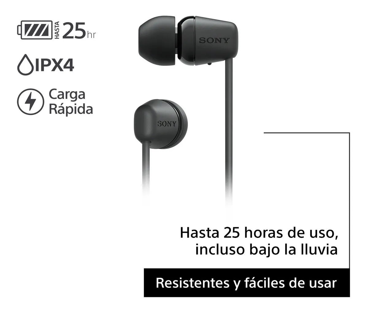 Audífonos Sony Internos Inalámbricos Wi-c100 Color Negro