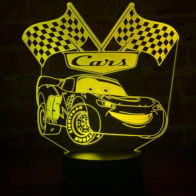 Lámpara De Noche Led Rayo Mcqueen Cars Regalo Decoración Negro