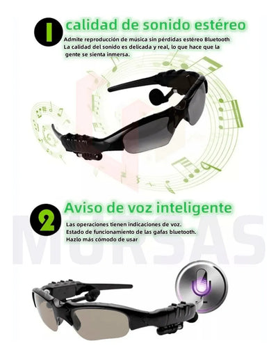 Gafas De Sol Audífonos Mp3 Bluetooth Reducción Ruido Negro