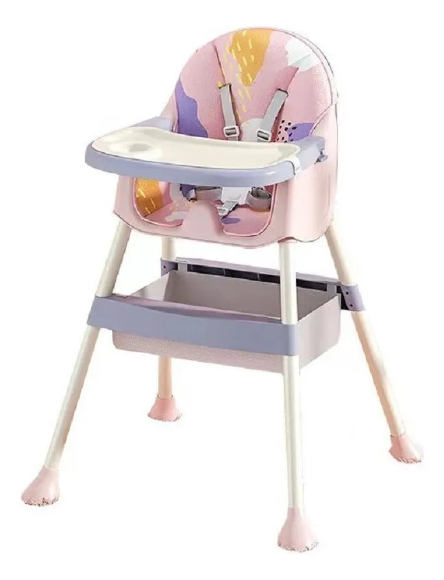 Silla Comedor Para Bebe Portátil Niños Niñas Color Rosado Bolas