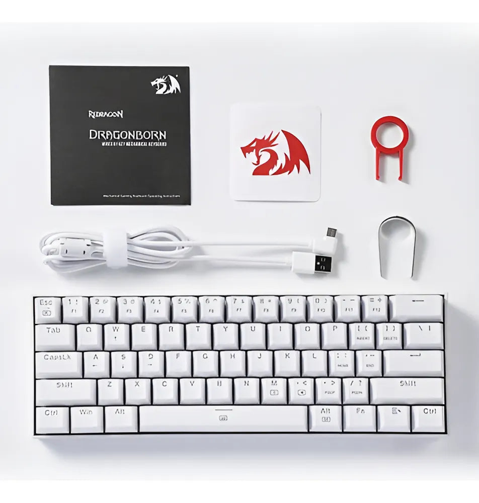 Teclado Mecánico Redragon Dragonborn K630w Red Switch Color Del Teclado Blanco Idioma Inglés Us