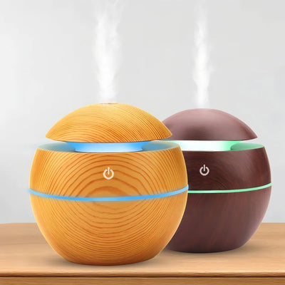 Difusor Aromas USB Humidifer 130ml Ultrasonico Madera Oscuro Esfera