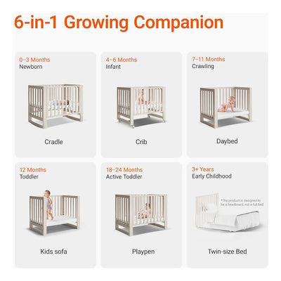 Cuna Evolutiva 6 En 1 De Madera Maciza