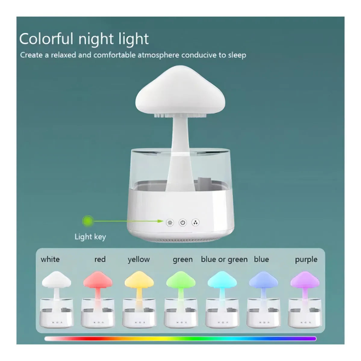 Humidificador De Aire Tipo Lluvia Con Forma De Hongo Con Luz