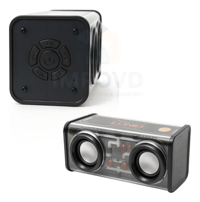 Bocina Portátil Ligero Bluetooth Tws Altavoz Inalámbrico Recargable Parlante Ldnio Luces Led Rgb Sonido Estéreo Graves Potentes Reproductor Música Negro Compacto Duradero