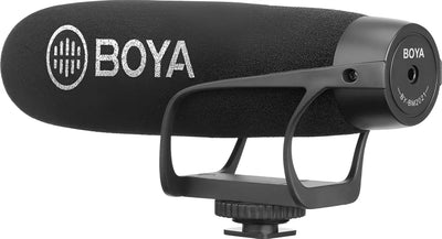 Micrófono Condensador Super Cardioide Boya BM2021 Tipo Shotgun Para Cámaras DSLR Videocámara Celular PC Alto Rendimiento De Sonido Micrófono Profesional Plug & Play Peso Ligero Super Compacto Práctico