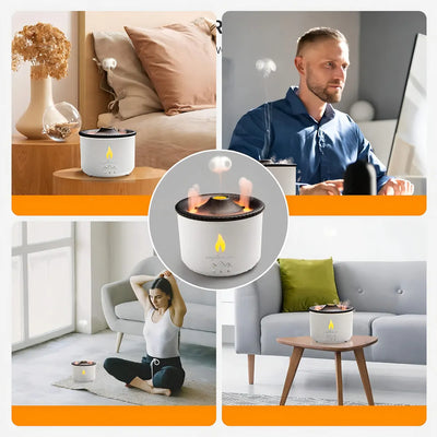 Volcan Humificador Difusor De Aromas Luces Led Efecto Real Color Blanco