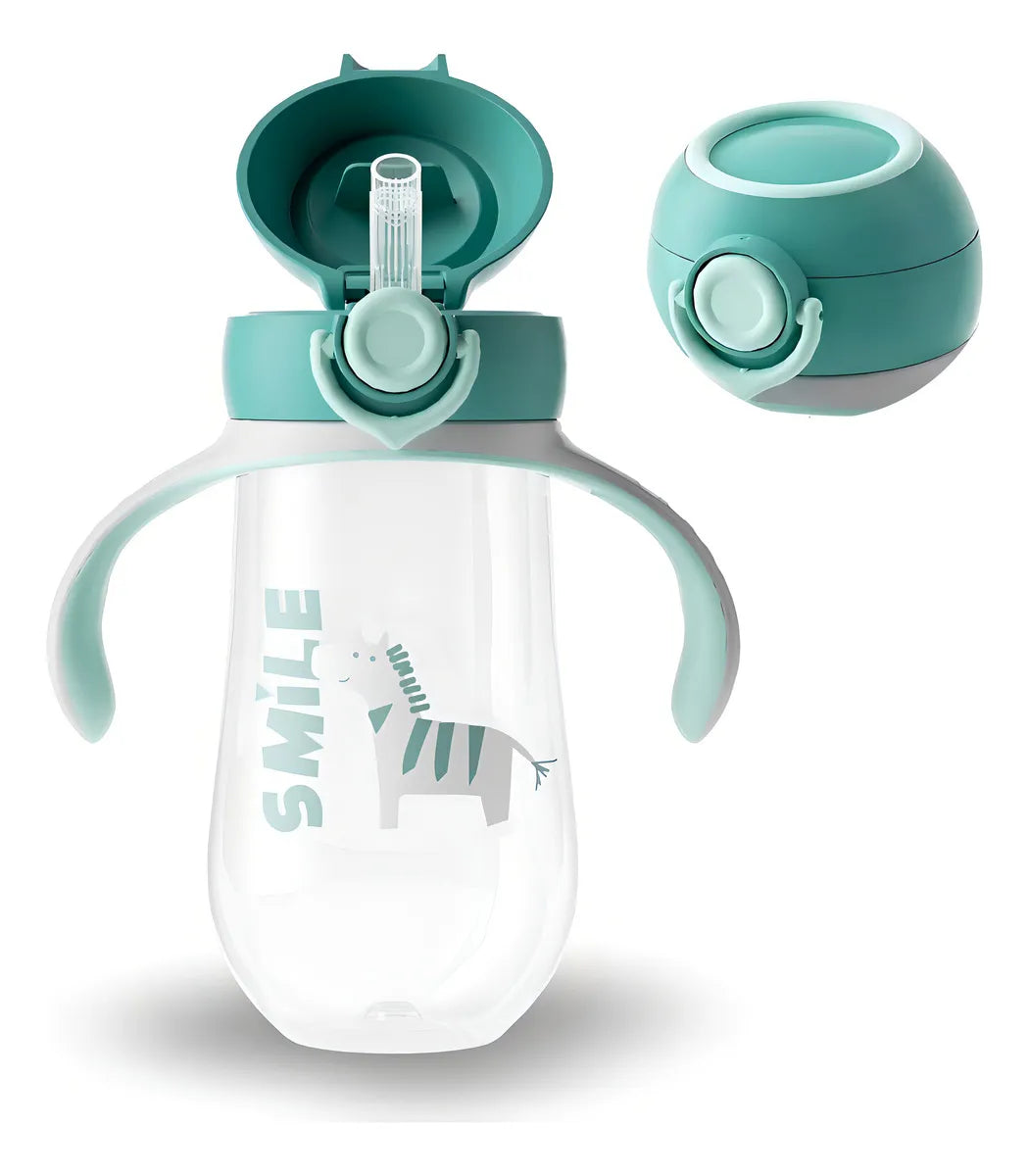 Vaso Entrenador 12oz Antiderrame Con Pitillo 330ml Para Bebe Color Turquesa