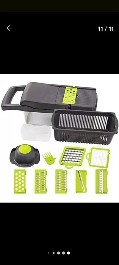 Cortador De Verduras 14 En 1 Rallador Rebanador Con Accesori Griss Oscuro