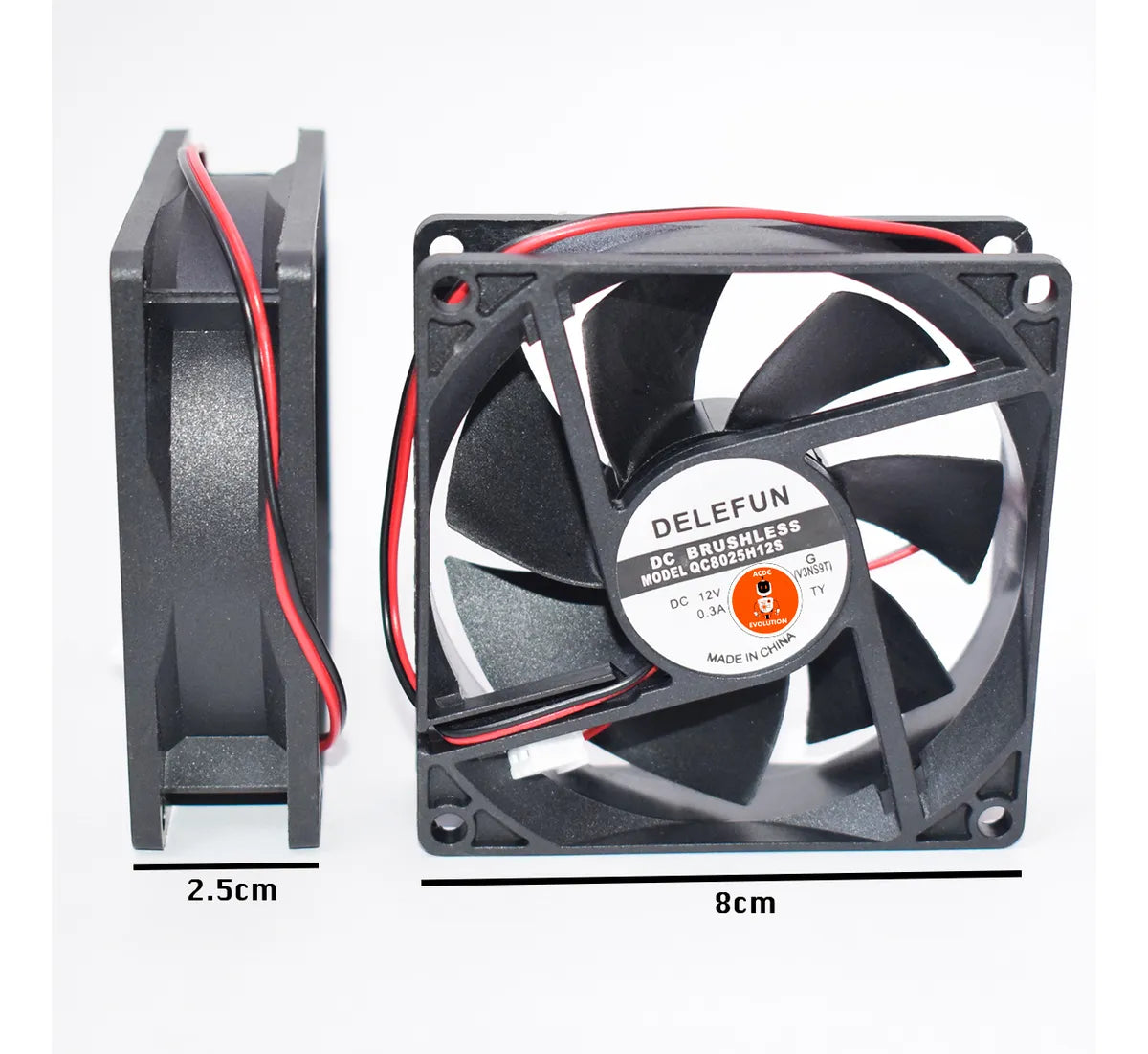 Ventilador De Refrigeración 8x8x2.5cm Brushless 12v 2 Cables
