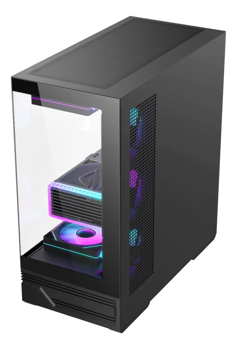 Chasis Gabinete Iceberg Crystal Gx Black X4 Fans Argb Usb C Negro