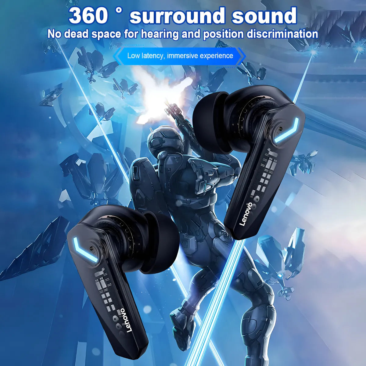 Auriculares Bluetooth Lenovo Gm2 Pro Gamer de baja latencia para deportes electrónicos 5.3, color negro, color claro, azul