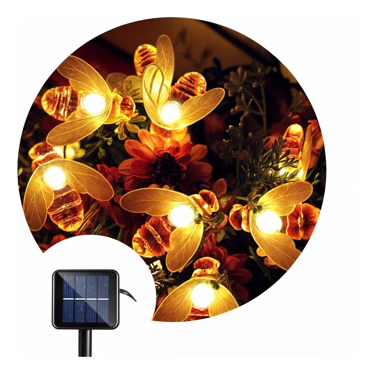 Instalación Led De Abejas Luminosas Recargable Panel Solar