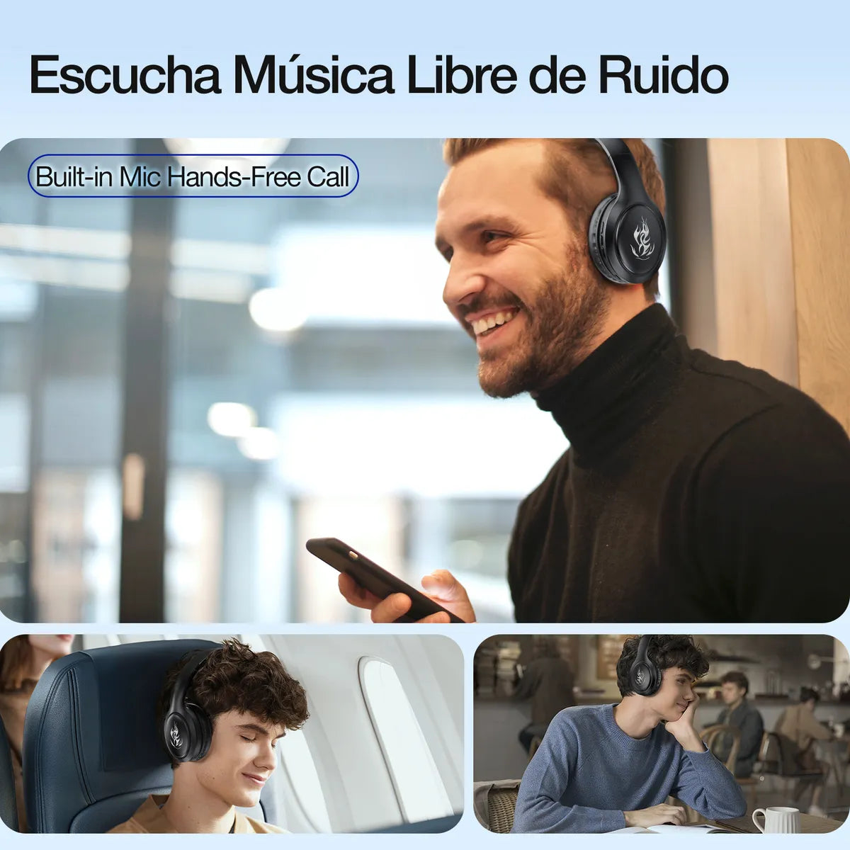 Audífonos Inalámbricos Bluetooth 1000mah Luz Rgb 1hora Negro