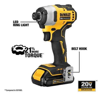 Atornillador De Impacto Dewalt Atomic Dcf809 (20v Max)