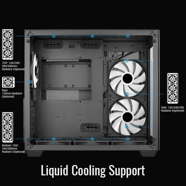 Gabinete Atx Gamer Aerocool Dryft Cubo 6 Ventiladores Argb