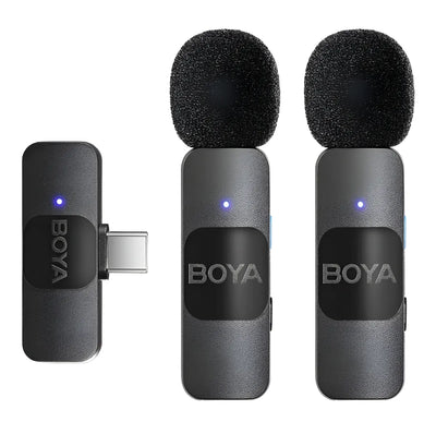 Sistema de micrófono inalámbrico Boya BY-v2 para iOS 2.4G con solapa, negro