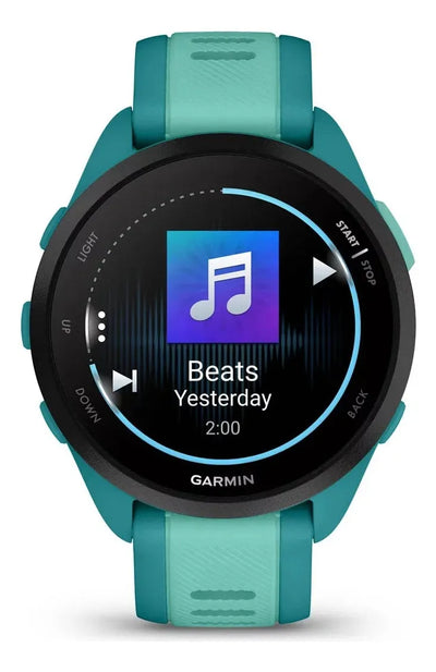 Reloj Garmin Forerunner 165 Music Amoled Turquesa 43mm Bisel Negro