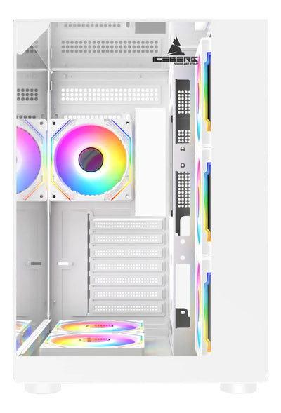 Chasis Gamer Iceberg Crystal Cube S Black 6 Fans Argb Blanco
