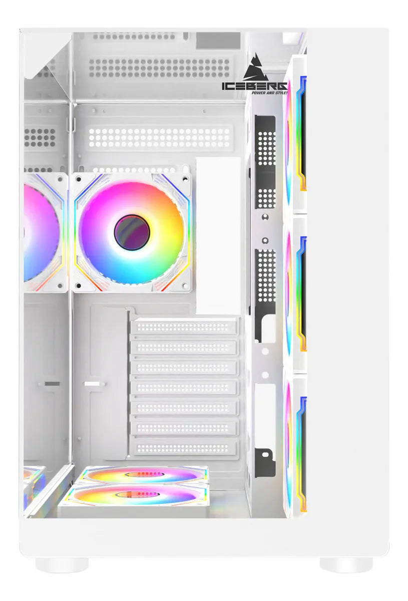 Chasis Gamer Iceberg Crystal Cube S Black 6 Fans Argb Blanco