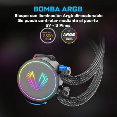 Refrigeracion Liquida Vetroo 360 Lga 1700 Am5 Negro Argb Pc