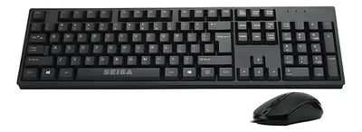 Combo Teclado En Español + Mouse Optico De Cable Usb Seisa Mouse Negro Teclado Negro