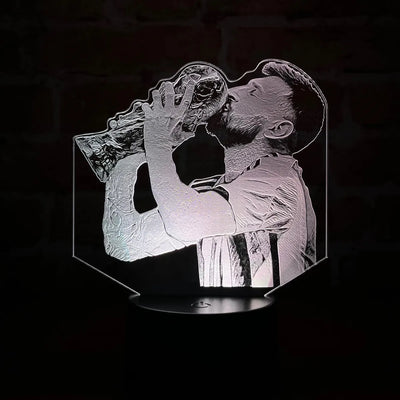 Lámpara De Noche Led Messi Mundial Fútbol Regalo Holograma Negra