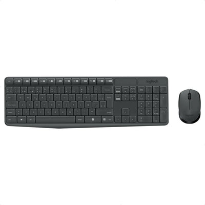 Kit de teclado y mouse inalámbrico Logitech MK235 Español de color Gris Grafito