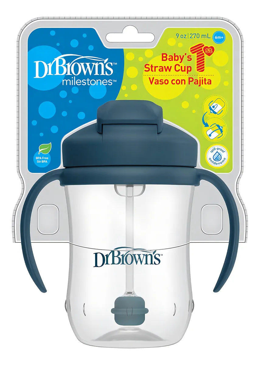 Vaso Entrenador Con Pitillo Dr. Browns 9 Oz Color Azul Azul
